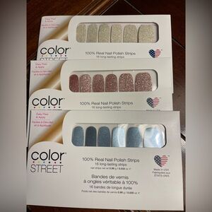 Color Street Sparkling Blue-Silver Glitter Nail Strips-Lot of 3